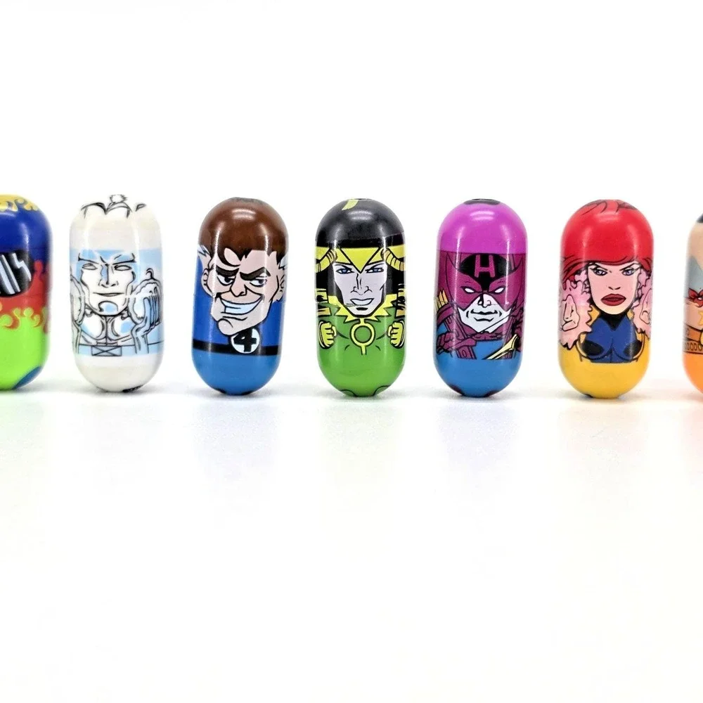 Lot of 10 Mighty Beanz Rare Marvel Heroes Loki Hawkeye Iceman X-Men Wizard Stunt